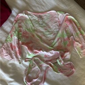 Fabletics Pink and Green Tie-Dye Crop Top